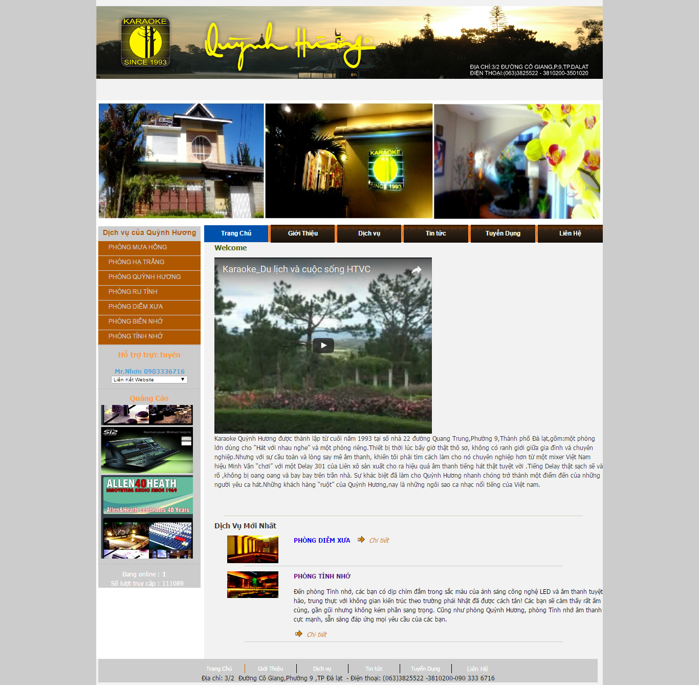 Thiết kế Web quán karaoke karaoke-quynhhuong.com